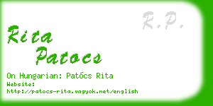 rita patocs business card